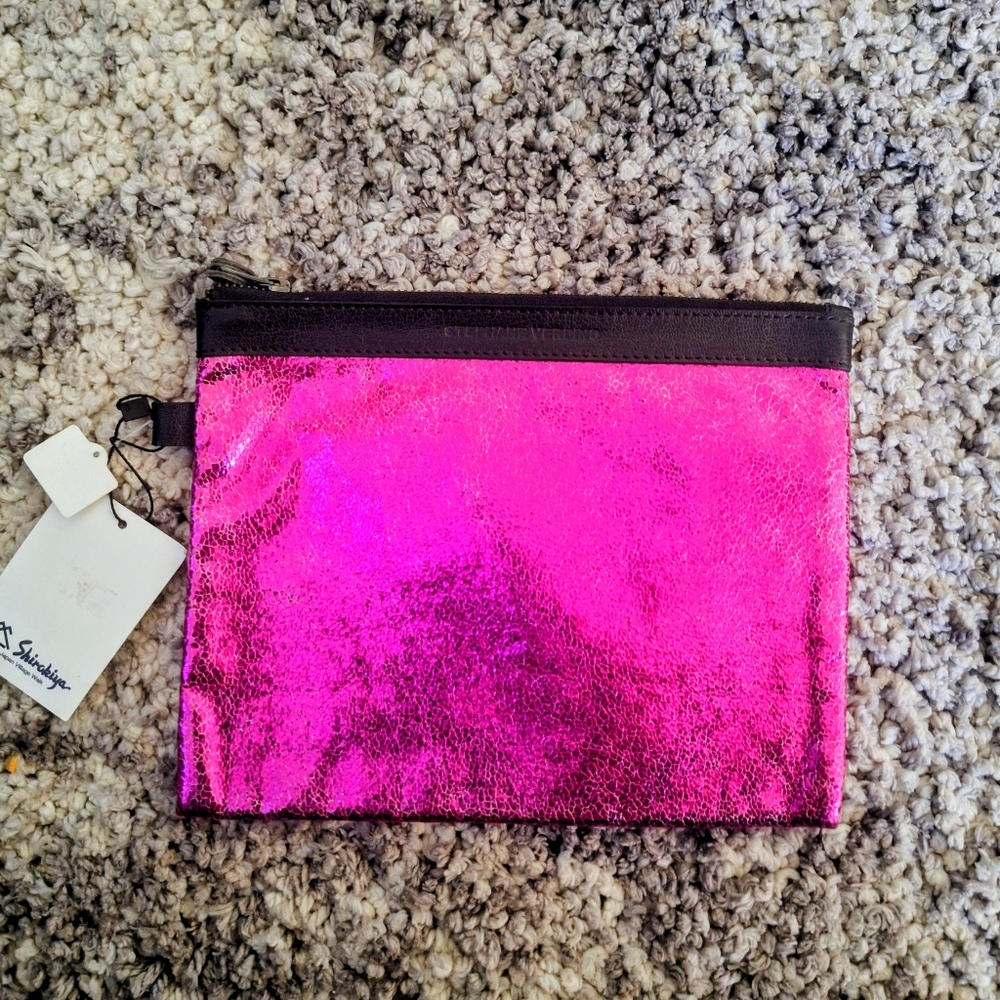 Stephane Verdino Metallic Pink and Cosmetic Bag